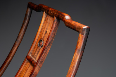 A Chinese huanghuali wooden folding chair, 17/18th C.