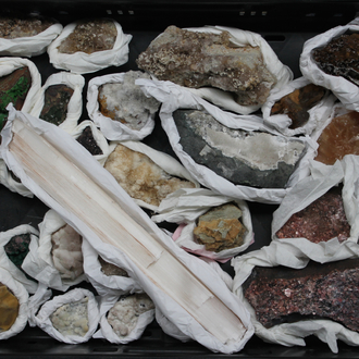 A box lot of various minerals and semi-precious stones