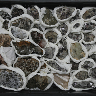 A box lot of various minerals and semi-precious stones