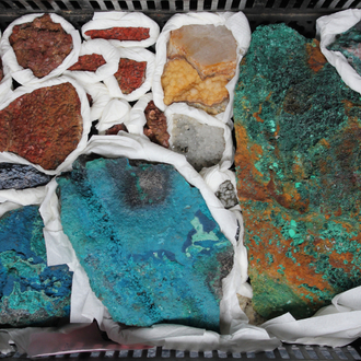 A box lot of various minerals and semi-precious stones