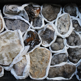 A box lot of various minerals and semi-precious stones