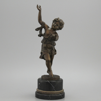 A bronze figure of a dancing girl, 19th C.