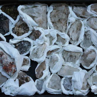 A box lot of various minerals and semi-precious stones