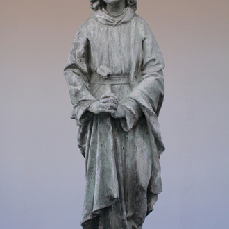 A large plaster cast of a praying saint, workshop De Wispelaere, Bruges, 1st half 20th C.