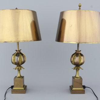 A pair of Maison Charles pomegranate lamps, marked, ca. 1950