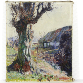 Georges De Sloovere (1873-1970), "Paysage de campagne avec arbre"