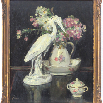 Jules Alexandre Grün (1868-1934), A still life with a heron