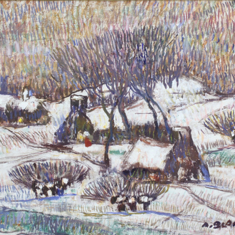 Alfons Blomme (1845-1923), "Paysage d'hiver"