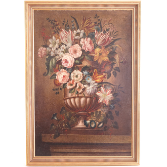 "Vase de jardin avec fleurs", Ecole française, 18e