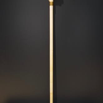 An Anglo-Indian ivory and brass walking stick or cane with a lion's head, 19th C.