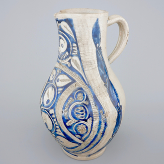 A massive Westerwald jug with incised decoration, 18th C.