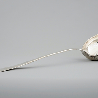A fine silver ladle, with year mark of 1787