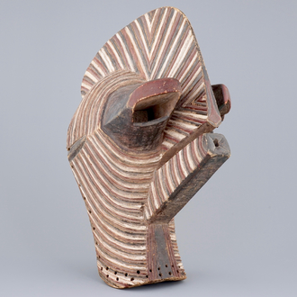 A large African carved wooden Songye Kifwebe mask, Congo, ca. 1940-1960