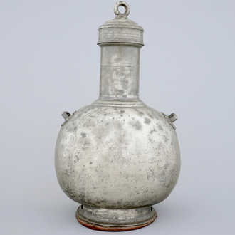 A large pewter flask, France, 18th C.