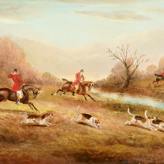 Philip Rideout (1850-1920), Jachtscène te paard, olie op doek