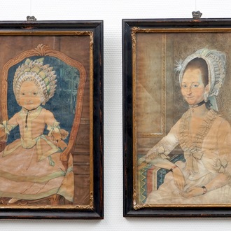 Isaac Lodewijk la Fargue van Nieuwland (1726 – 1805), two portraits, watercolour on paper