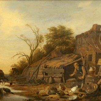 Dirk Wyntrak (1625-1678), attributed, "A farmyard scene", oil on panel, 17th C.