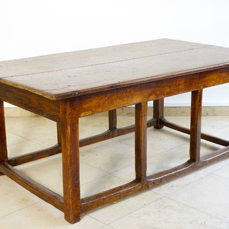 An oak refectory table, France, 18/19th C.