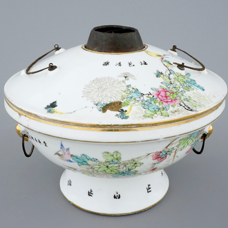 A fine Chinese famille rose warming bowl and cover, 19/20th C.