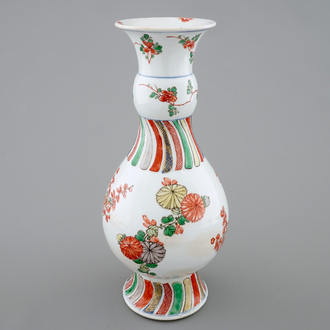 A Chinese famille verte vase with floral design, Kangxi