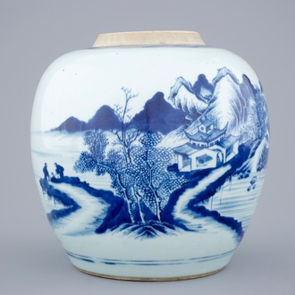 Een Chinese blauw-witte gemberpot, Kangxi