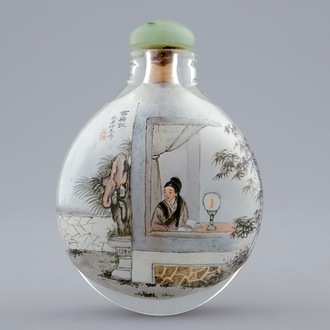 A Chinese inside-painted glass snuff bottle, 20th C.