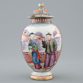 A Chinese mandarin tea caddy and cover, Qianlong, 18th C.