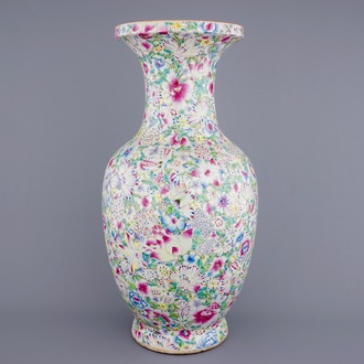 A massive Chinese famille rose millefleurs vase, 19th C.