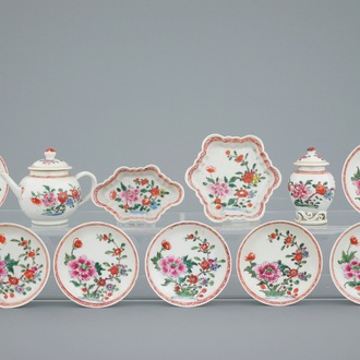 A Chinese famille rose children's part tea service, Qianlong, 18th C.