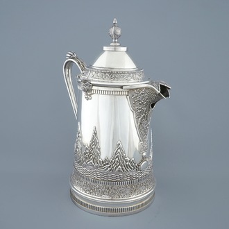 A large Chinese export or straits silver tankard, mark of Da Xing, Canton, 1870-1900