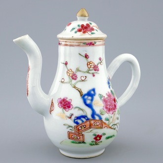 A Chinese famille rose milk jug and cover, Qianlong, 18th C.