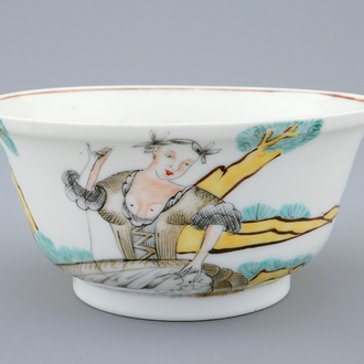 A Chinese export porcelain European subject bowl, Qianlong, 18th C.