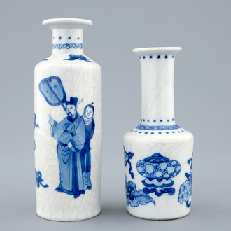 Two Chinese blue and white soft paste vases, Kangxi