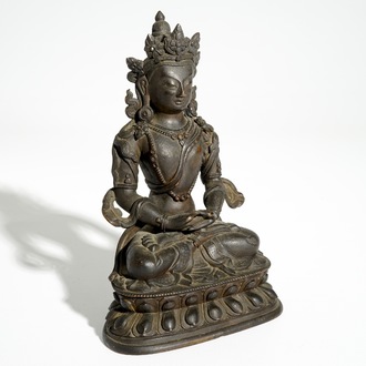 A Chinese bronze figure of Green Tara (Syamatara), Ming