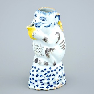 A polychrome Dutch Delft monkey-shaped jug, 18th C.