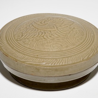 A Chinese grey-glazed round-shaped box, Northern Song