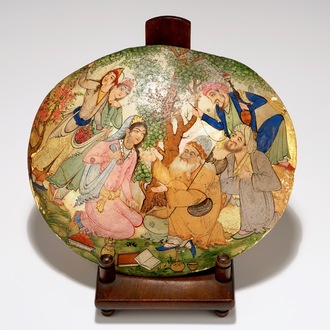 Un tableau miniature sur coquillage de nacre, Iran, art qajar, 19ème