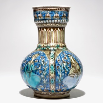 An Islamic Qajar pottery bottle-shaped vase, Iran, 19th C.