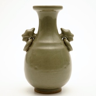 A monochrome Chinese celadon vase, 19th C.