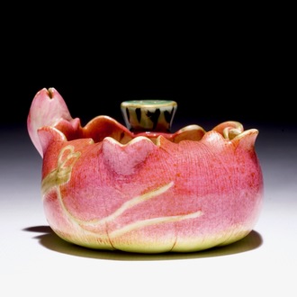 A Chinese famille rose lotus-shaped brushwasher, Yongzheng