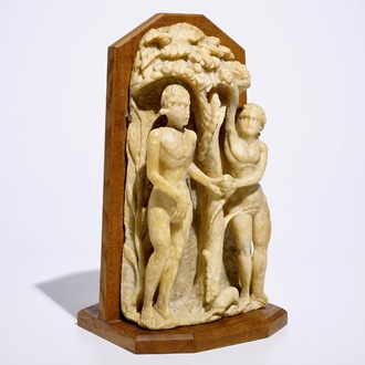 Un groupe d'Adam et Eve en albâtre sculpté, Flandres, Malines, 16ème