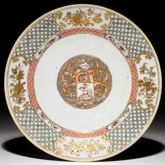 A Chinese famille rose armorial plate for the Dutch market, arms of Tuineman, Yongzheng