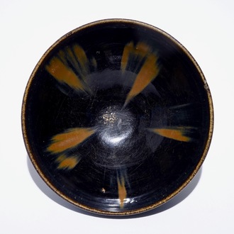 A Chinese Jian black and brown splashed bowl, Song