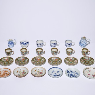 A varied lot of Chinese famille rose and blue and white porcelain, 18/19th C.