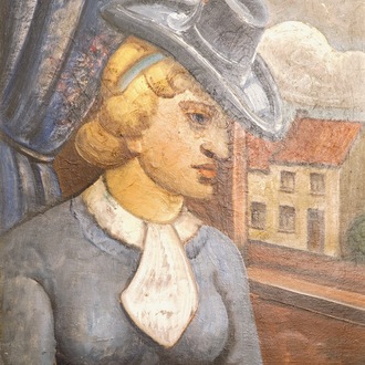 Prosper de Troyer (1880-1961), Portrait d'une dame, huile sur toile