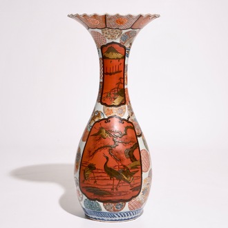 A Japanese Imari vase with lacquer reserves, Meiji, 19th C.