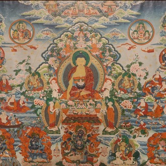 Een grote thangka, Tibet of Nepal, 19/20e eeuw