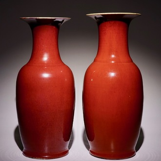 Two Chinese monochrome sang-de-boeuf-glazed vases, 19/20th C.