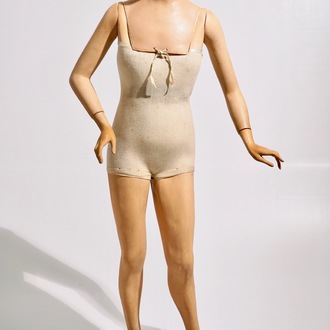 A French wax head mannequin doll of a lady, probably Pierre Imans, Paris, ca. 1920