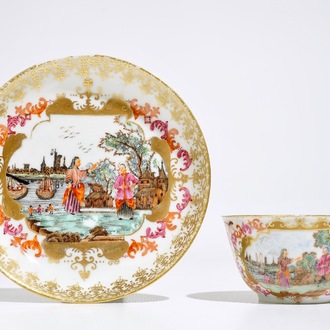 A Chinese famille rose "Peter the Great" cup and saucer, Qianlong